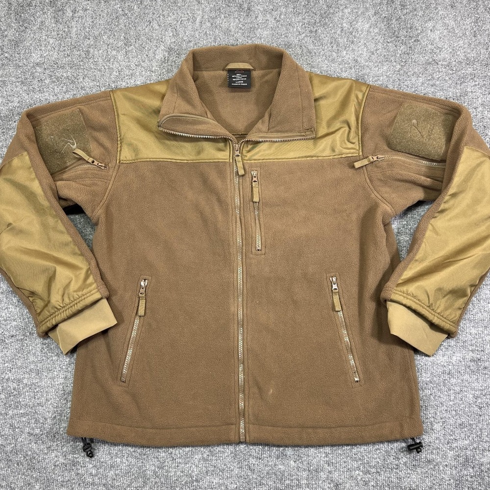 Rothco Jacket Mens Large Brown Fleece Full Zip Tactical Military Outdoor Hiking